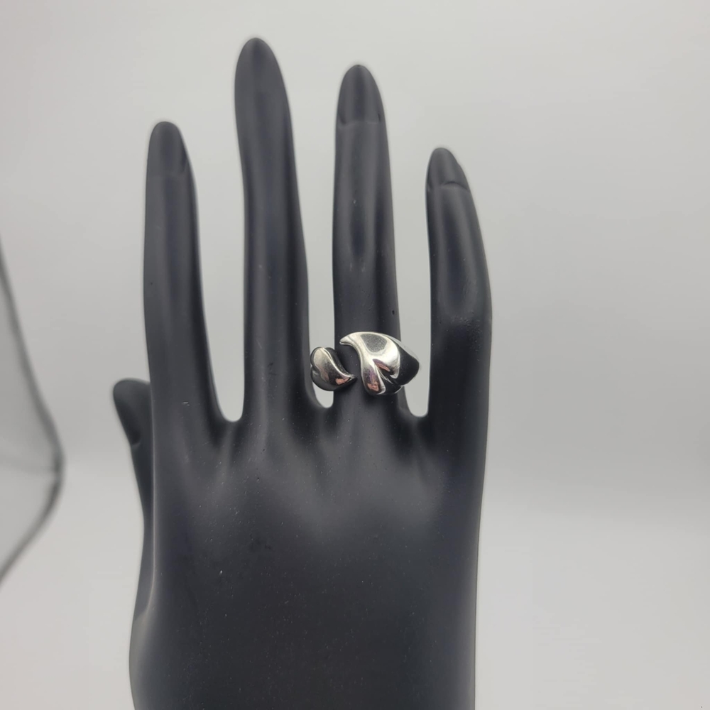 Silver Tone Heart Adjustable Ring - image 2